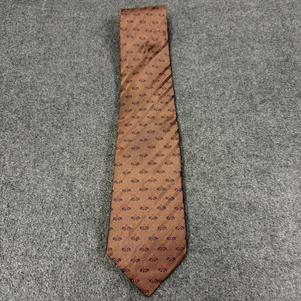 VTG Neri Custom Tailor Country Club Plaza Silk Tie Brown Geometric Print KC